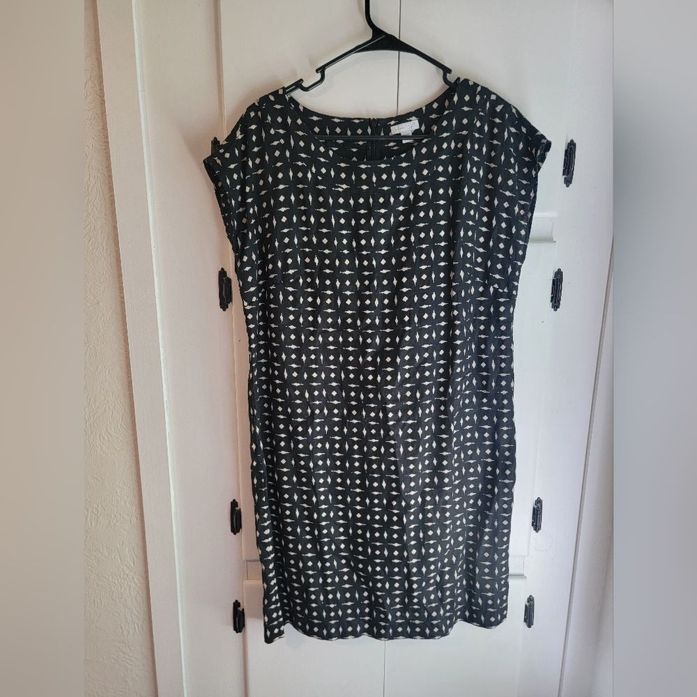 J Jill Love Linen Abtract Print Short Sleeve Shift Dress Small Petite